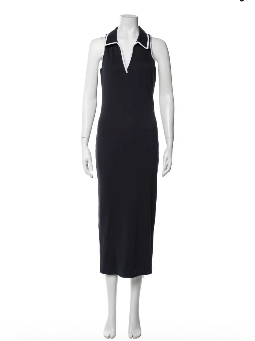 Veronica Beard Navy blue Midi Polo Dress with White Trim